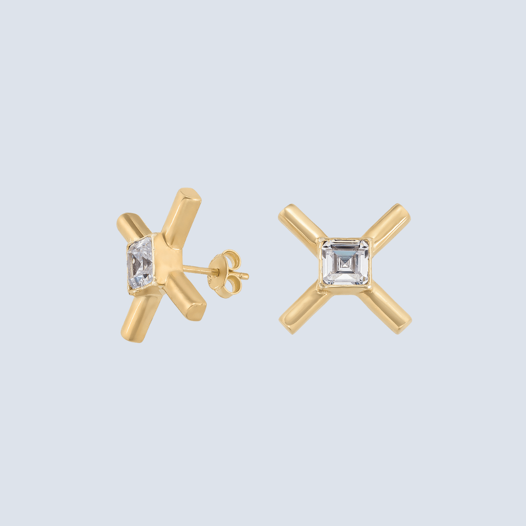 the x gold sparkle earrings dekupe