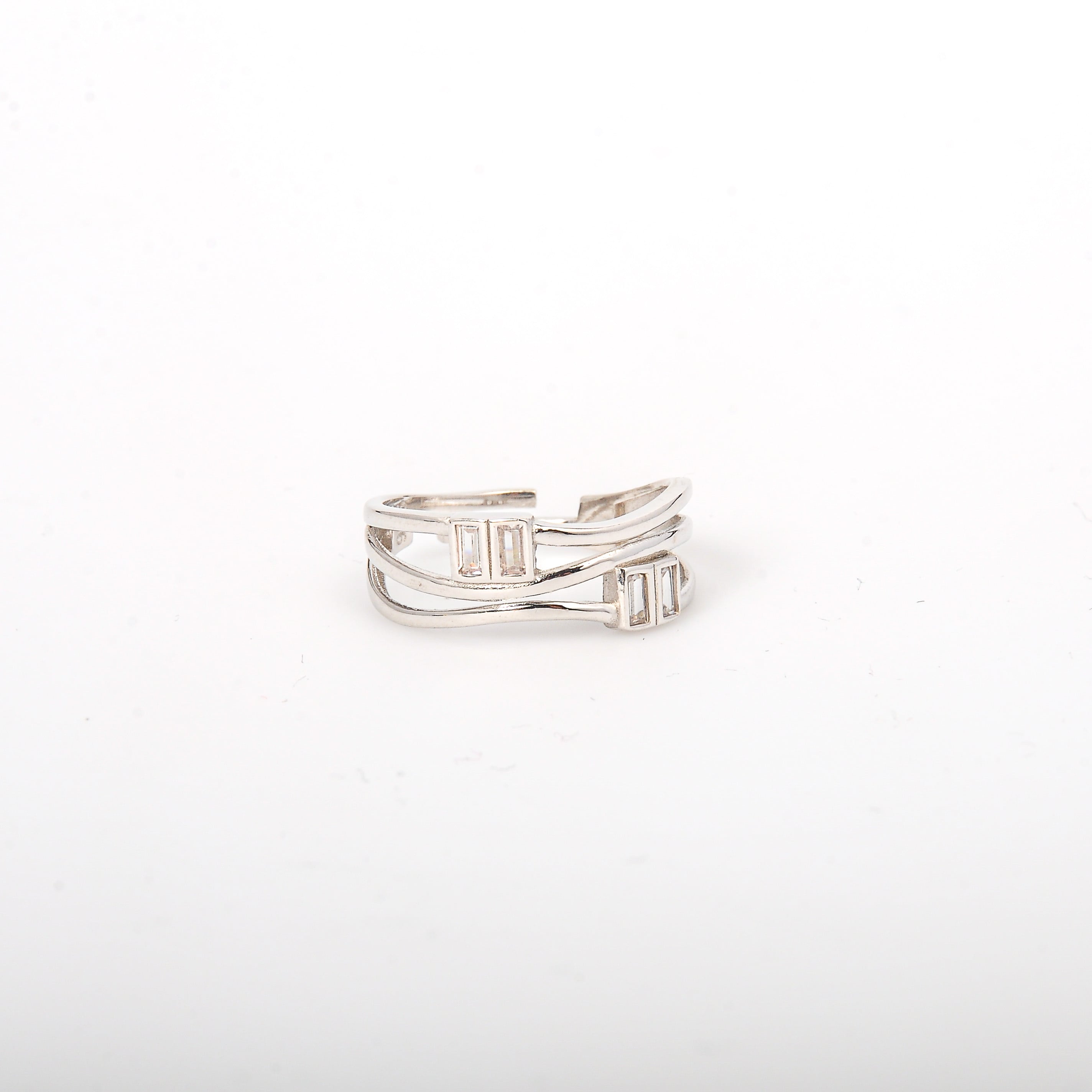 Silver ring on a white background