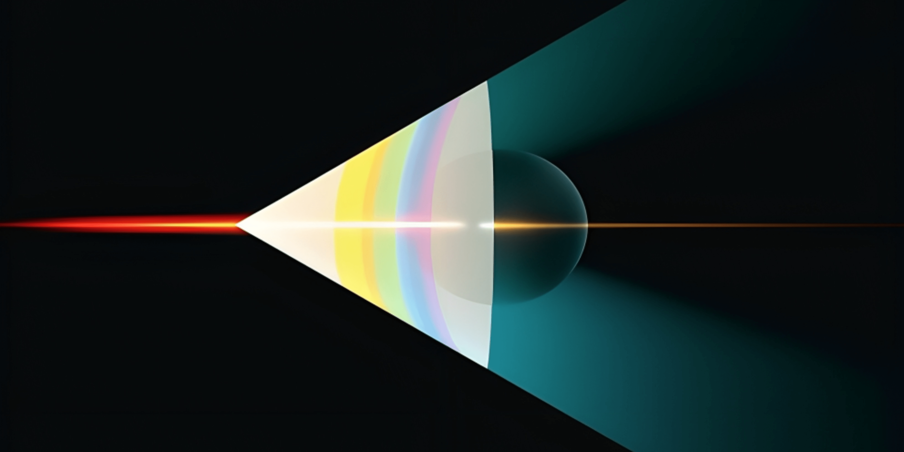 Optical fiber with light rays and color spectrum on a black background